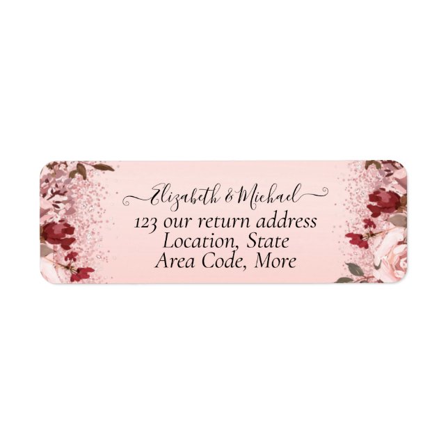 Rose Gold Burgundy Pink Floral Wedding (Front)