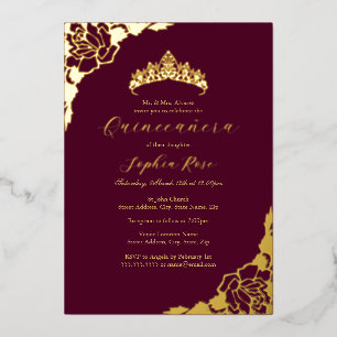 Rose Gold Burgundy Quinceanera Birthday 