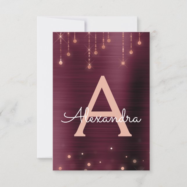 Rose Gold Burgundy Sparkle Sweet Sixteen Birthday Invitation (Front)
