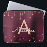Rose Gold Burgundy String Lights Sparkle Monogram Laptop Sleeve<br><div class="desc">Pink Rose Gold and Burgundy Faux Foil and String Lights Sparkle Elegant Monogram Case. This case can be customised to include your initial and first name.</div>