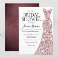 Rose Gold & Burgundy Velvet Bridal Shower Invite