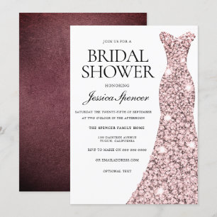 Rose Gold & Burgundy Velvet Bridal Shower Invite
