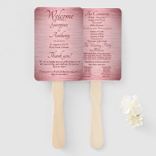 Rose Gold Burgundy Wedding Ceremony Program Hand Fan