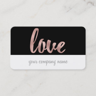 Rose gold business cards, love, foil font business card