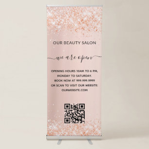 Rose gold business salon qr code  retractable banner
