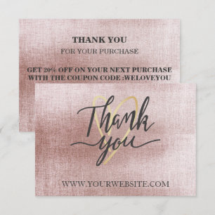 Rose Gold Business Thank You Card