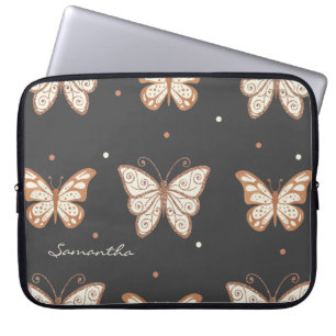 Rose Gold Butterflies Custom Laptop Bag