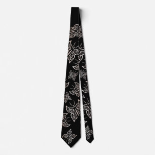 Rose Gold Butterflies Pattern Black Tie