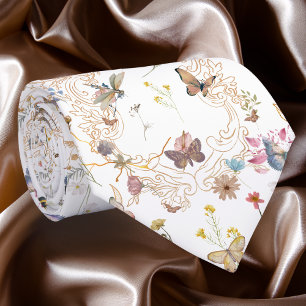 Rose Gold Butterfly Garden Neck Tie