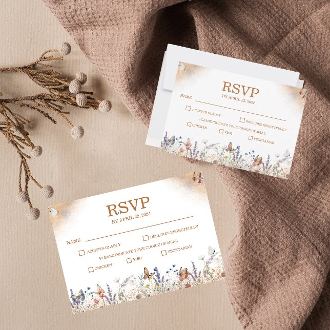Rose Gold Butterfly Garden Wedding Response Card (Creator Uploaded)