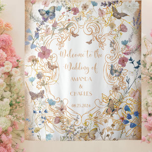Rose Gold Butterfly Garden Wedding   Tapestry
