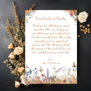 Rose Gold Butterfly Garden Wedding Thank You Card