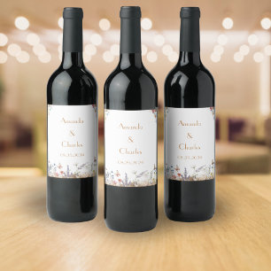 Rose Gold Butterfly Garden Wedding Wine Label