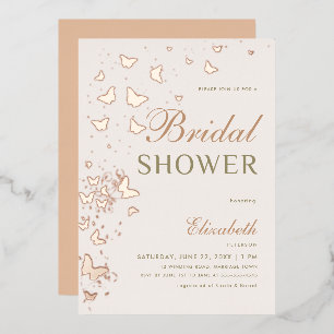 Rose Gold Butterfly Swirls Elegant Bridal Shower