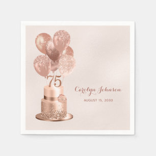 Rose Gold Cake 75th Birthday Napkin