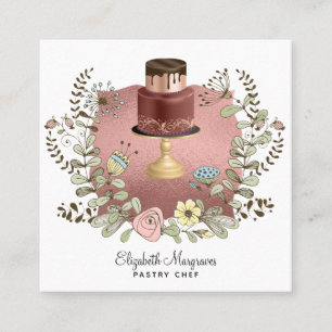Rose Gold Cake Bakery Baker Pastry Chef Square Bus Square Business Card