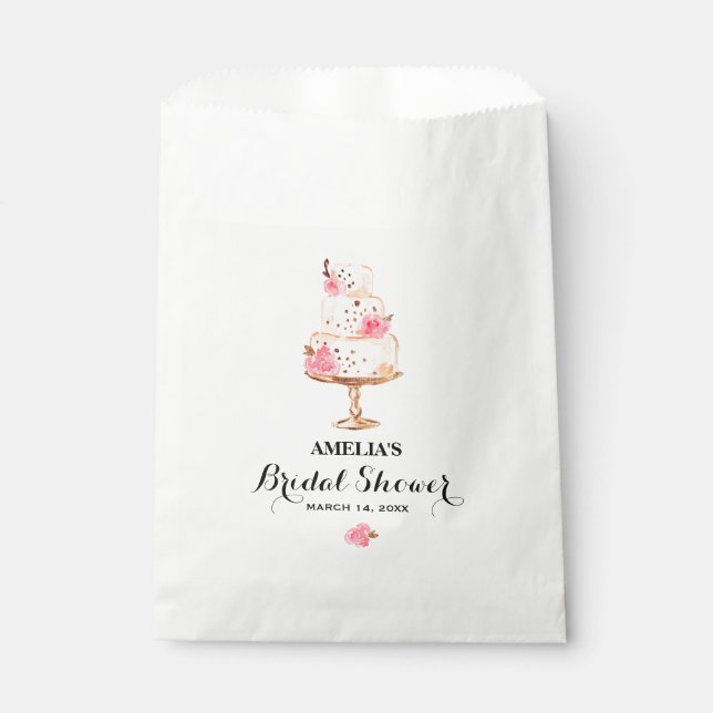 Rose Gold Cake Tea Party Bridal Shower Favour Bags (Front)