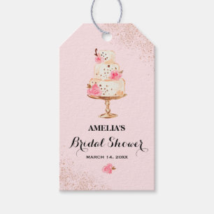 Rose Gold Cake Tea Party Bridal Shower Favour Tags