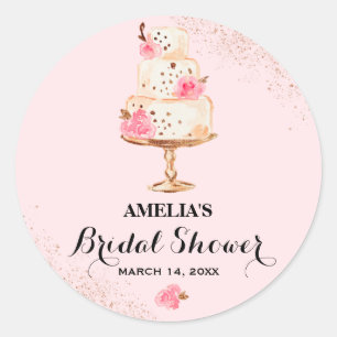 Rose Gold Cake Tea Party Bridal Shower Sticker