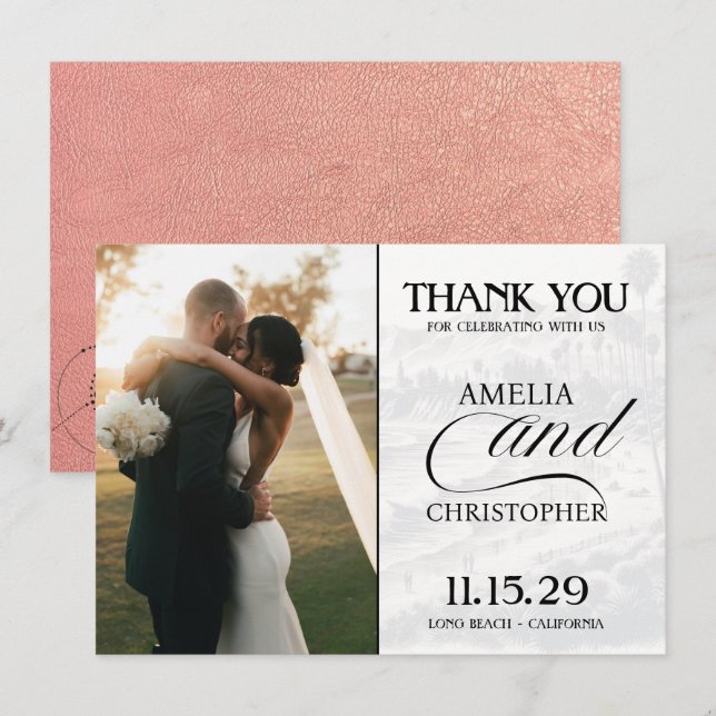 Rose Gold California Passport Thank You Card (Front/Back)