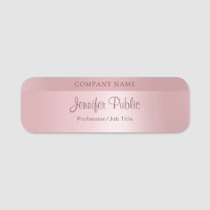 Rose Gold Calligraphed Script Trendy Modern Design Name Tag