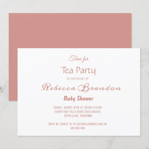 Rose Gold Calligraphy Baby Shower Tea Party Invite