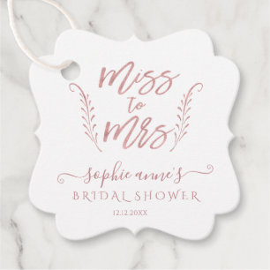 Rose Gold Calligraphy Bridal Shower Bachelorette Favour Tags