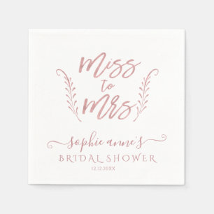 Rose Gold Calligraphy Bridal Shower Bachelorette Napkin