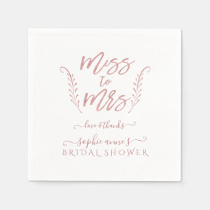 Rose Gold Calligraphy Bridal Shower Bachelorette Napkin