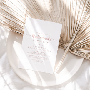 Rose Gold Calligraphy Bridesmaids Luncheon Shower  Invitation