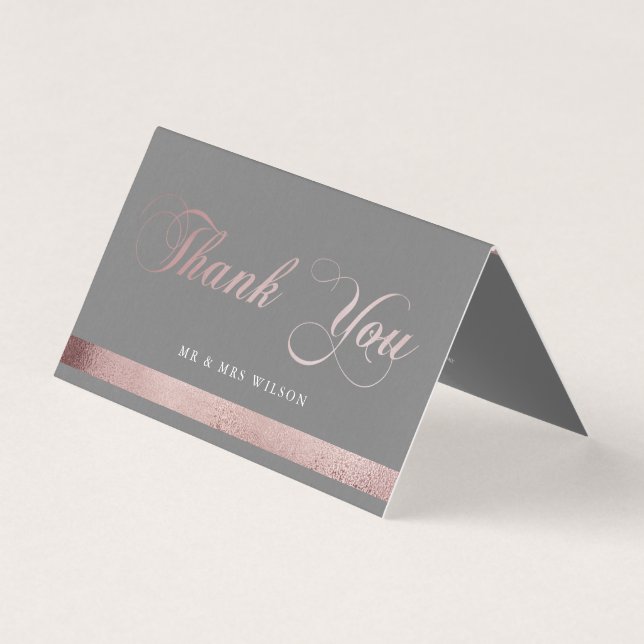 Rose Gold Calligraphy | Folded Thank You Card (Front)