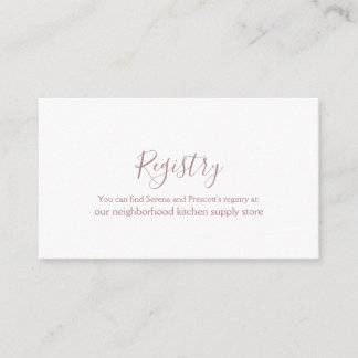Rose Gold Calligraphy Gift Registry Card