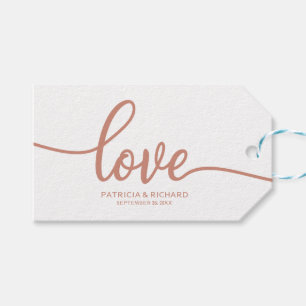 Rose Gold Calligraphy Love Wedding Favour Tags