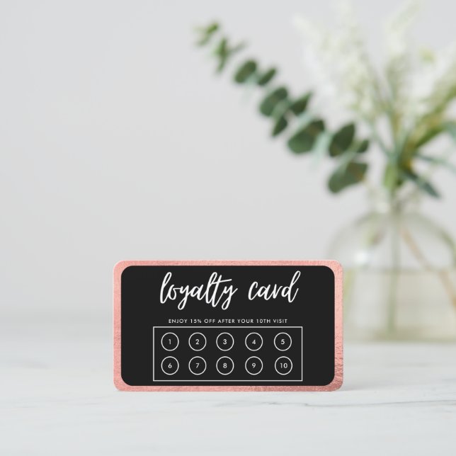 Rose Gold Calligraphy Loyalty Card (Standing Front)