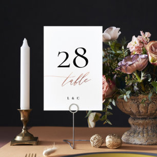 Rose Gold Calligraphy Modern Wedding Table Number