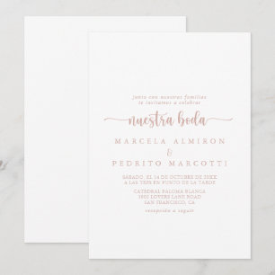 Rose Gold Calligraphy Nuestra Boda Wedding   Invitation