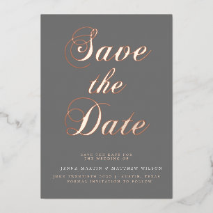 Rose Gold Calligraphy Save The Date