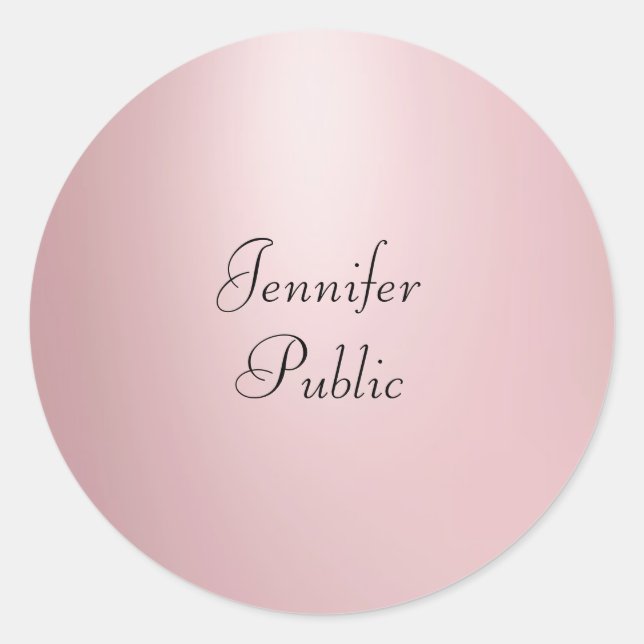 Rose Gold Calligraphy Script Elegant Template Classic Round Sticker (Front)