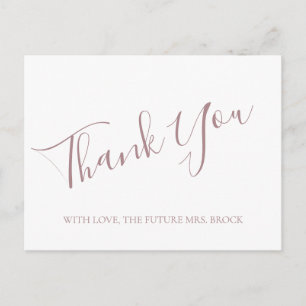 Rose Gold Calligraphy Thank You Postcard