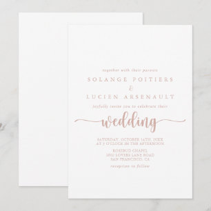 Rose Gold Calligraphy Wedding   Invitation