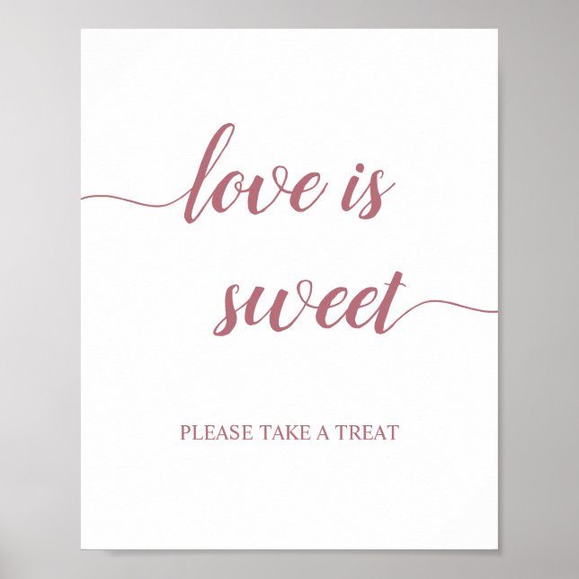 Rose Gold Calligraphy Wedding Love is Sweet Sign (Front)
