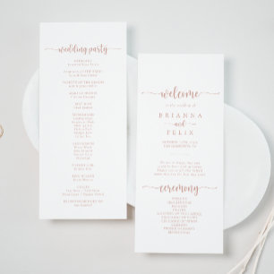 Rose Gold Calligraphy Wedding Program Programme