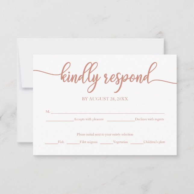 Rose Gold Calligraphy Wedding RSVP Card (Front)