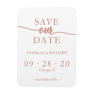Rose Gold Calligraphy Wedding Save The Date Magnet