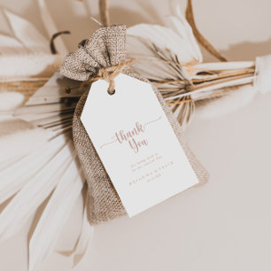 Rose Gold Calligraphy Wedding Thank You  Gift Tags