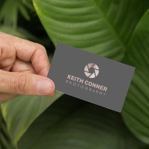 Rose Gold Camera Lens Photography Business Card