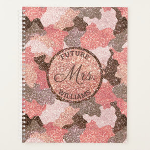 Rose Gold Camo Faux Glitter Camouflage Wedding Planner
