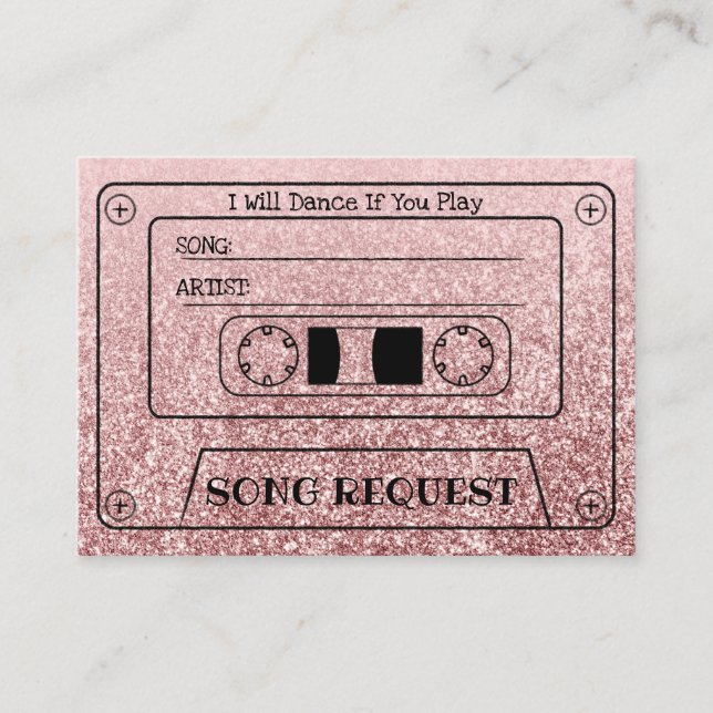 Rose Gold Cassette Wedding Song Request Insert (Front)