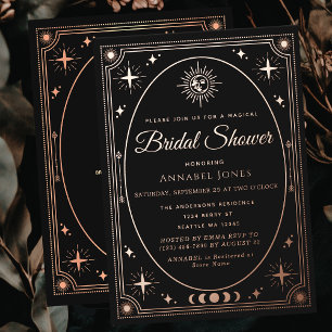 Rose Gold Celestial Black Tarot Card Bridal Shower