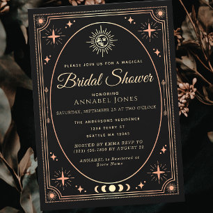 Rose Gold Celestial Black Tarot Card Bridal Shower